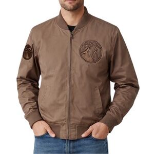 NWT Pro Standard Minnesota Timberwolves Cotton Bomber Jacket Brown Size L
